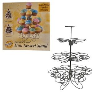 WILTON Cupcakes ‘N More Mini Dessert Stand Silvertone Metal